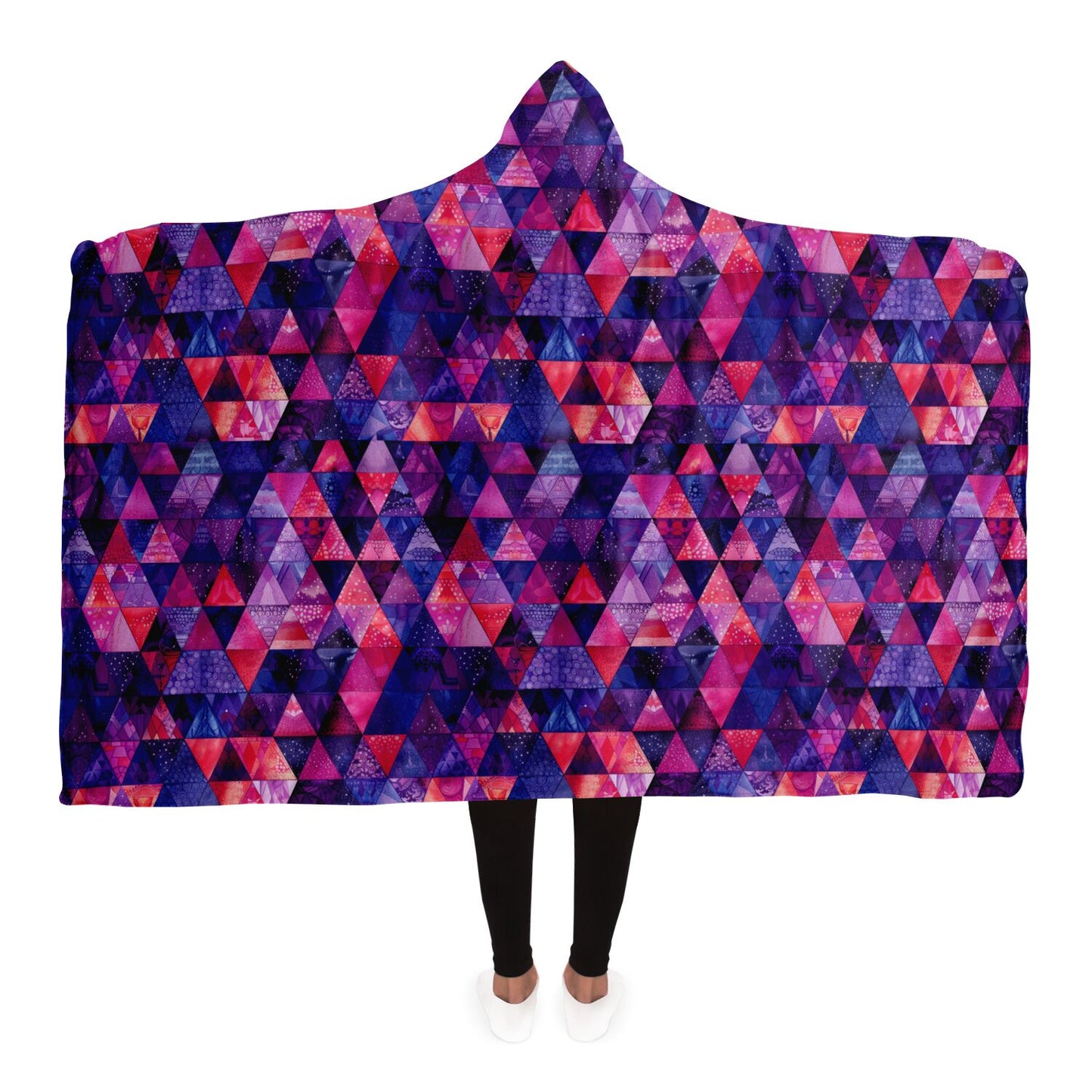 Vibrant Geometric Pattern Hooded Blanket