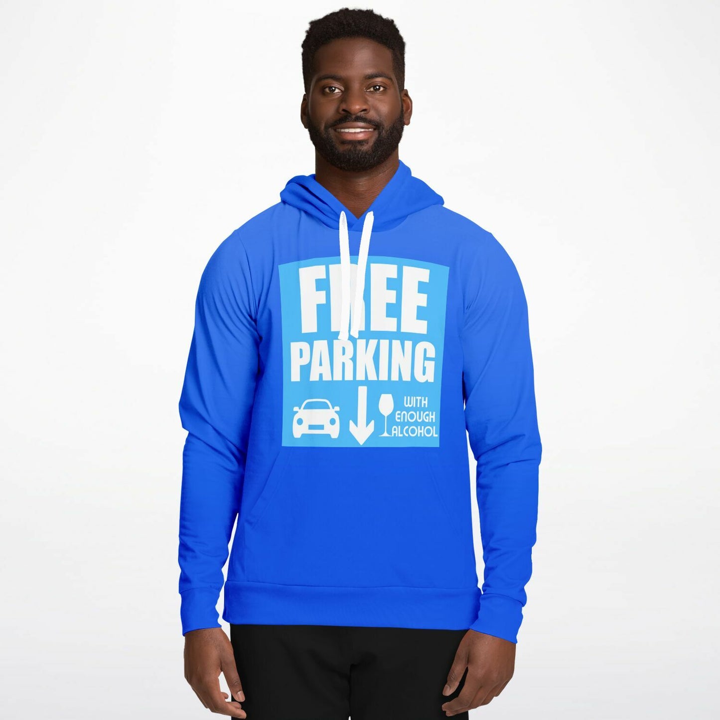 Humorous 'Free Parking Pullover Fashion Hoodie -  Perfect for Party Lovers - AOP