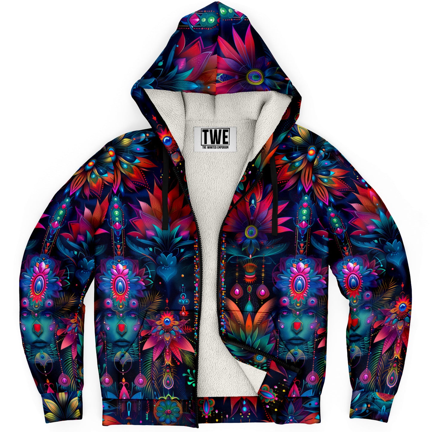 Neon Blossom Microfleece Zip hoodie - AOP