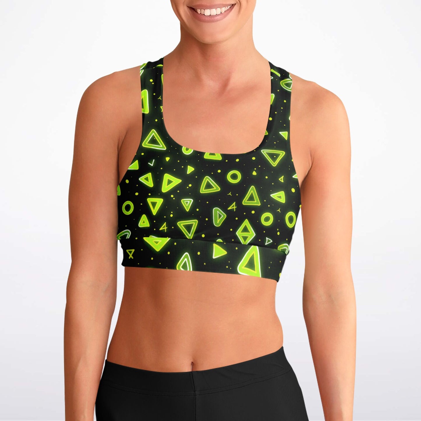 Neon Geometric Padded Sports Bra