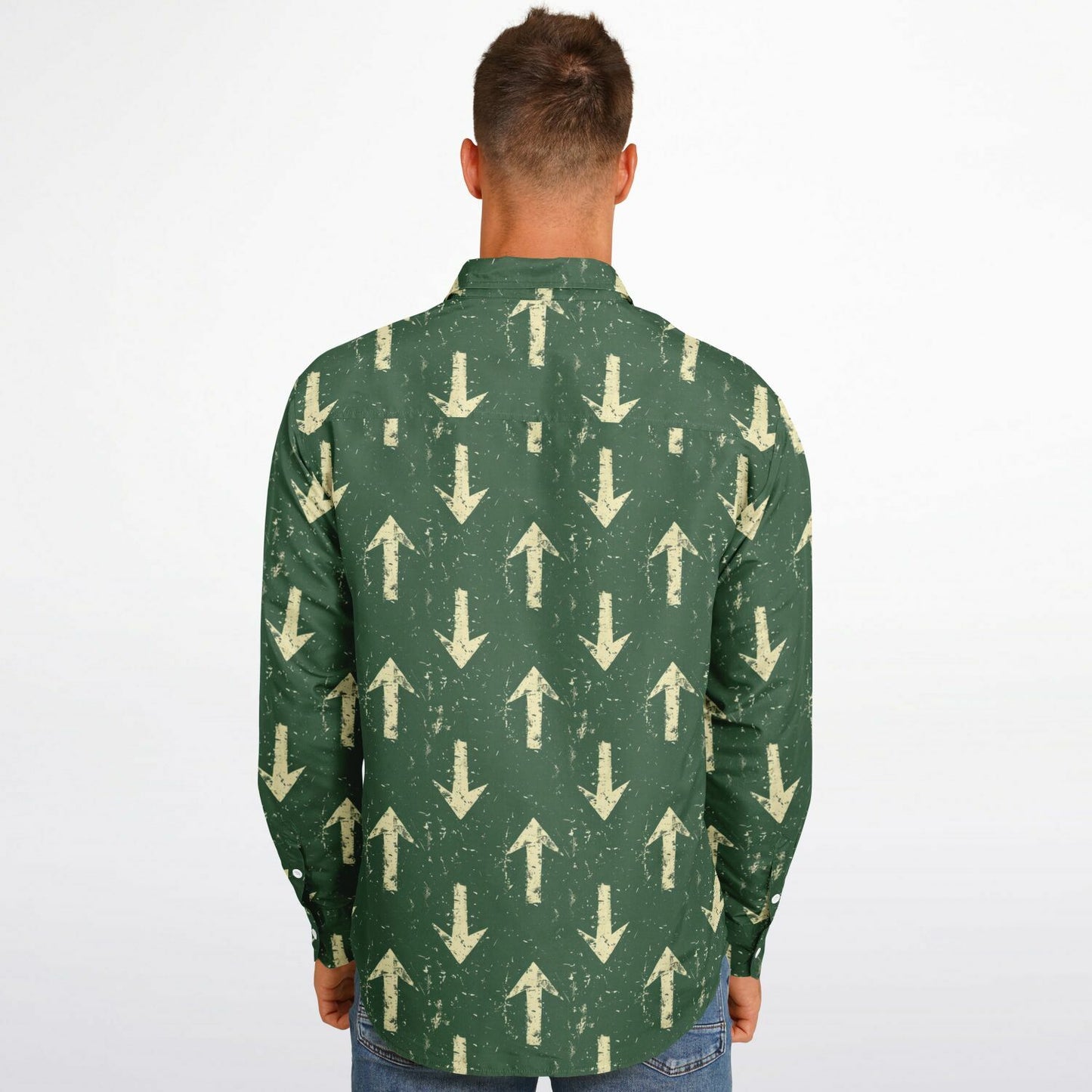 Urban Arrow Pattern Long Sleeve Button Down Shirt