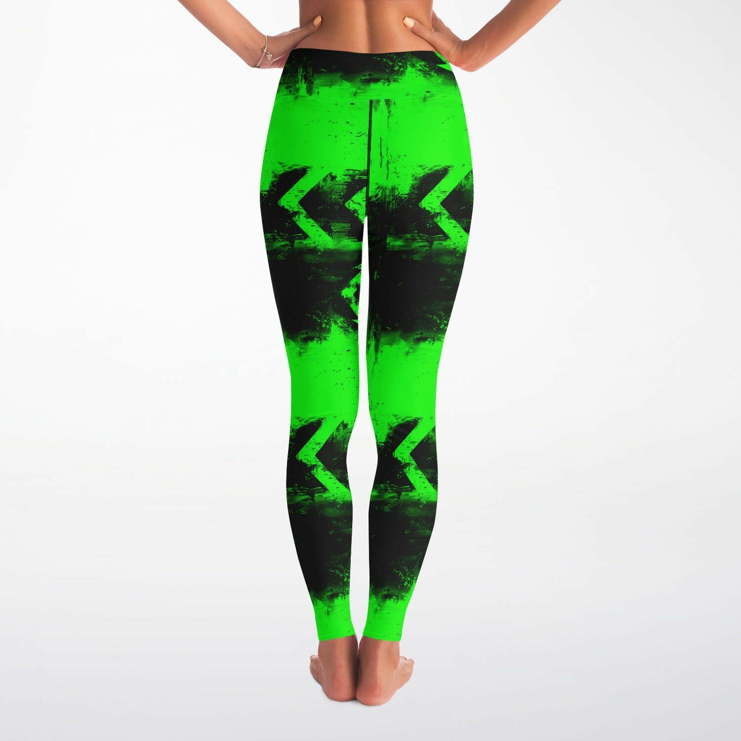 Neon Green Abstract Yoga Leggings - AOP