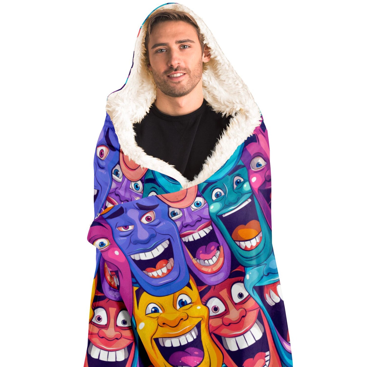 Laughing Faces Hooded Blanket