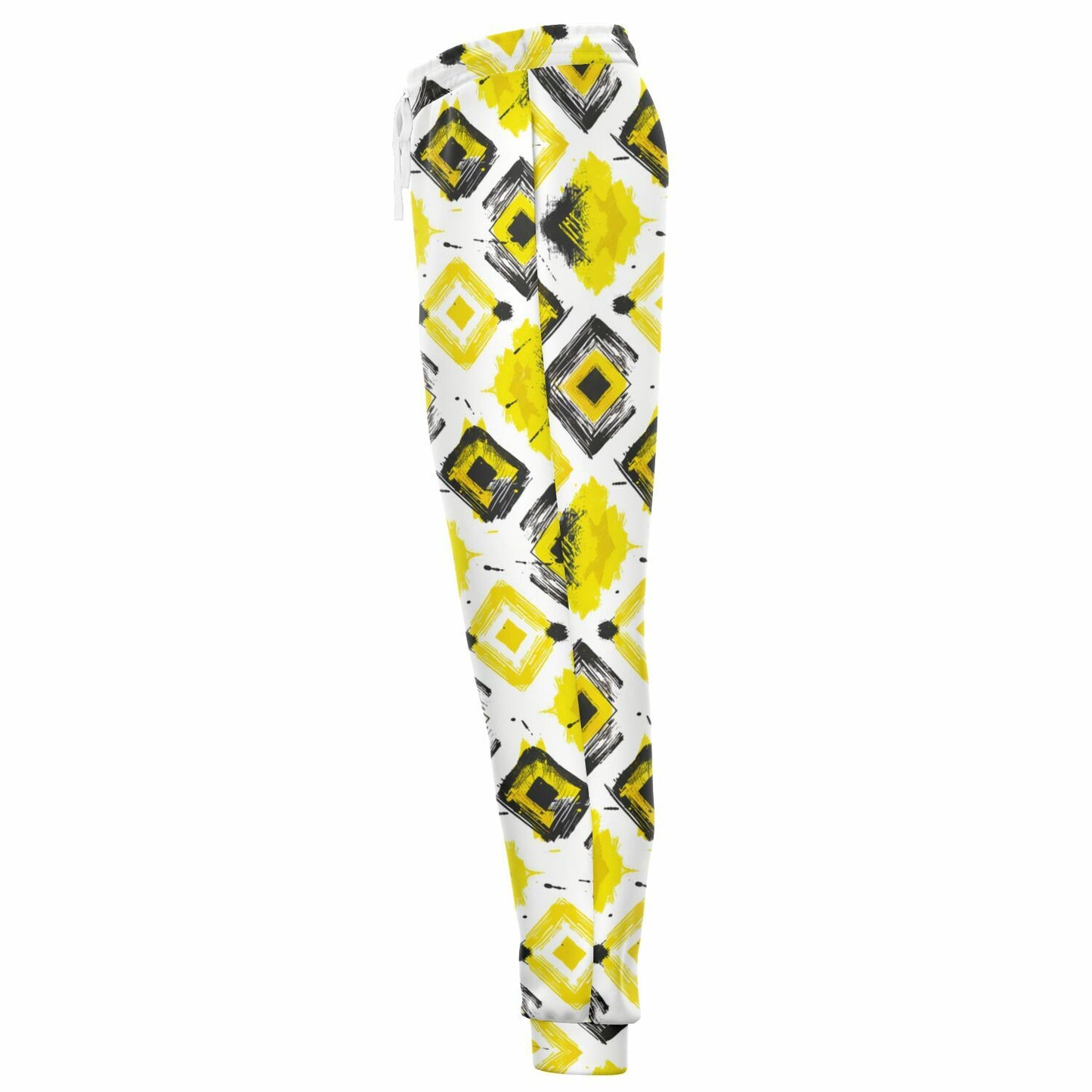 Geometric Yellow And Black Splash Joggers - AOP