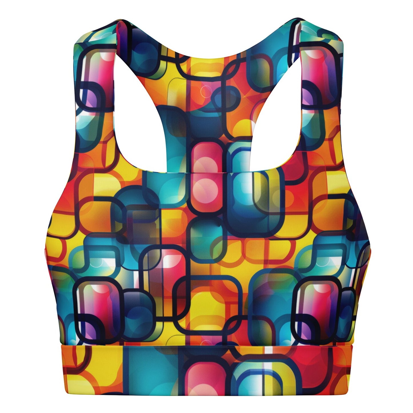 Vibrant Geometric Bliss Padded Sports Bra