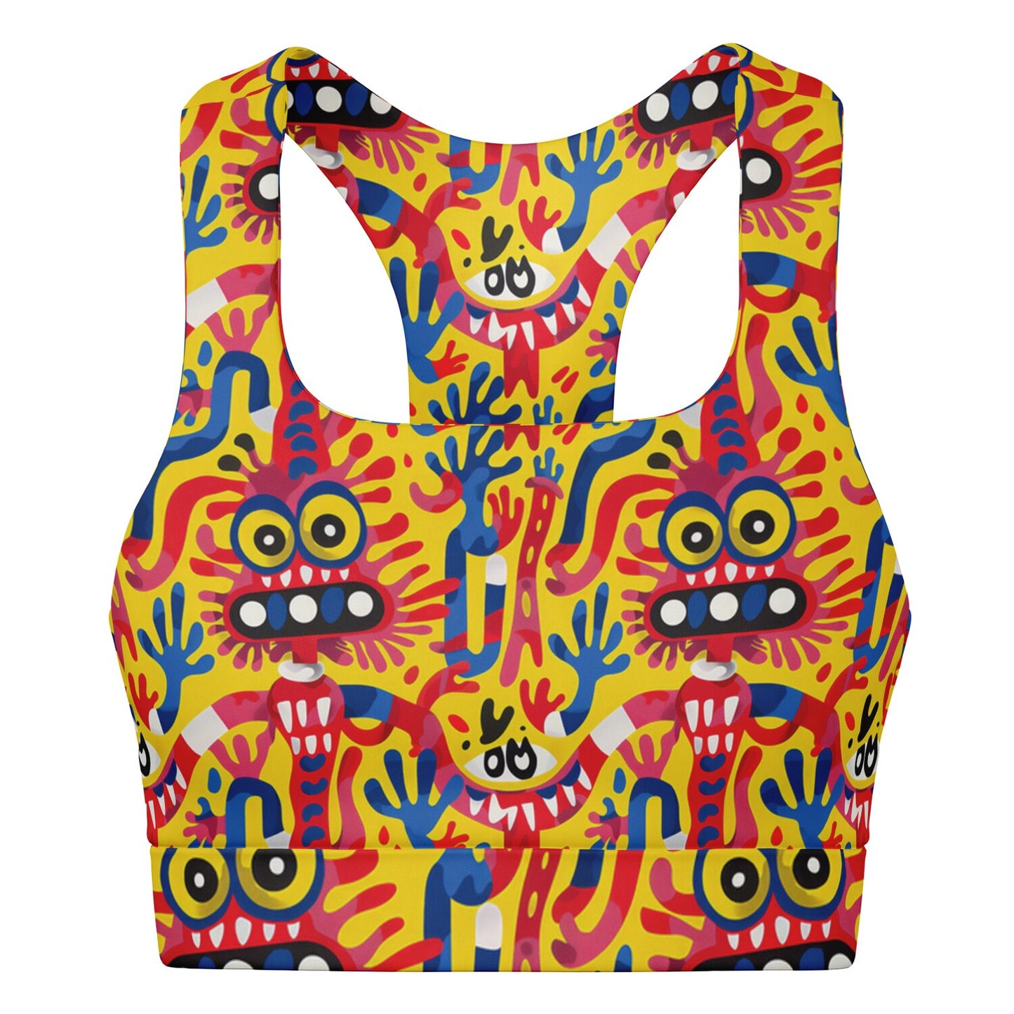 Quirky Monster Padded Sports Bra