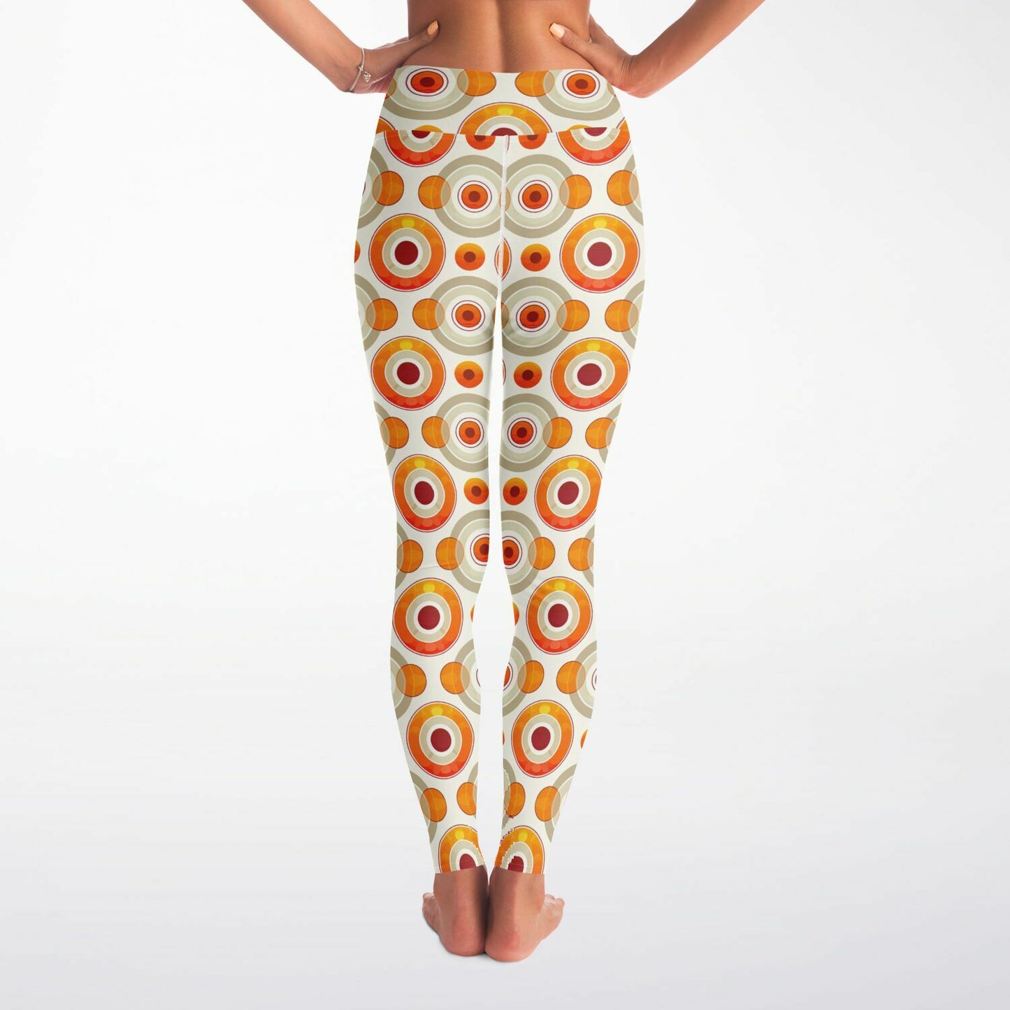 Retro Circles High-Waisted Yoga Leggings for Vibrant and Stylish Practice - AOP