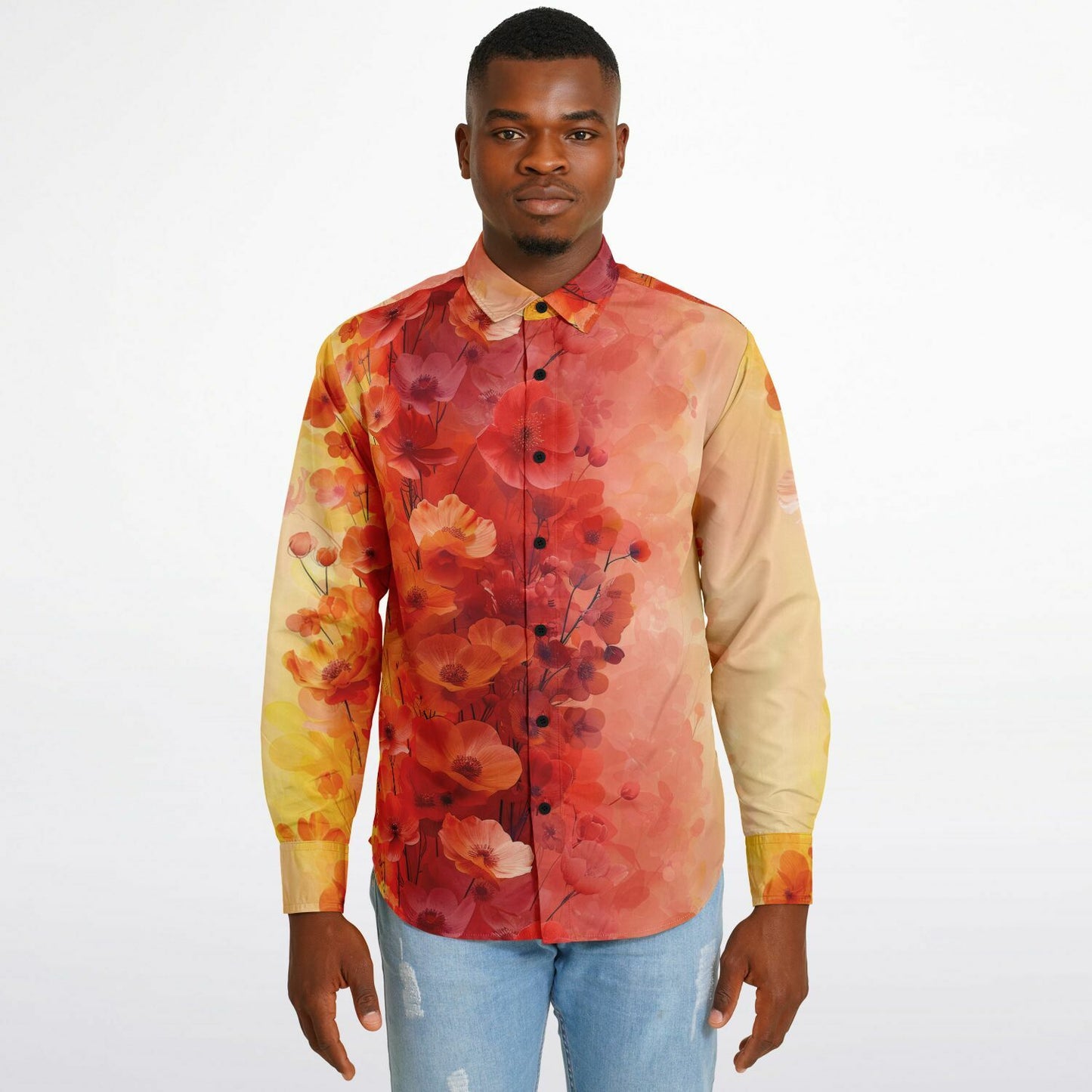 Vibrant Floral Long Sleeve Button Down Shirt