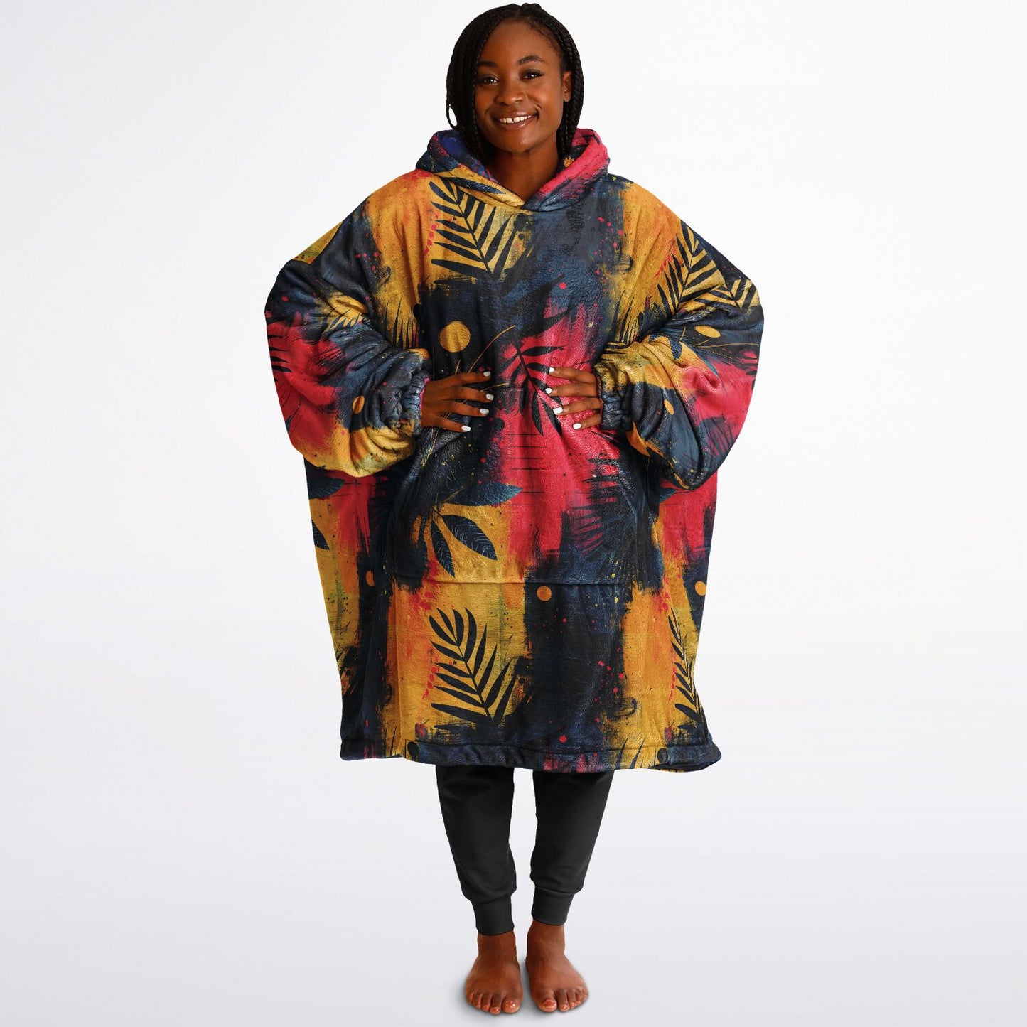 Reversible Snug Hoodie - Tropical Forest at Night Design - AOP