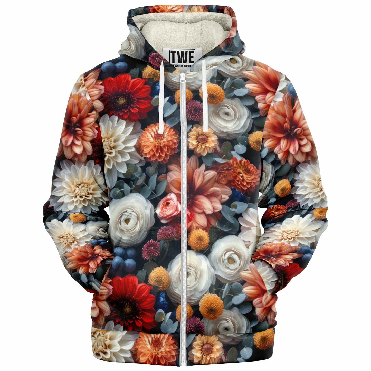 Floral Harmony Microfleece Zip hoodie - AOP