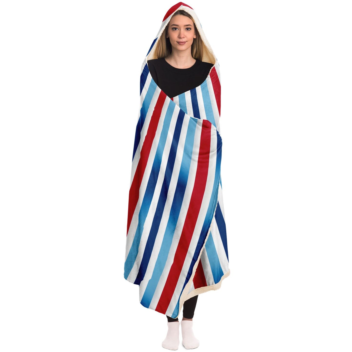 Bold Stripes Patriotic Hooded Blanket