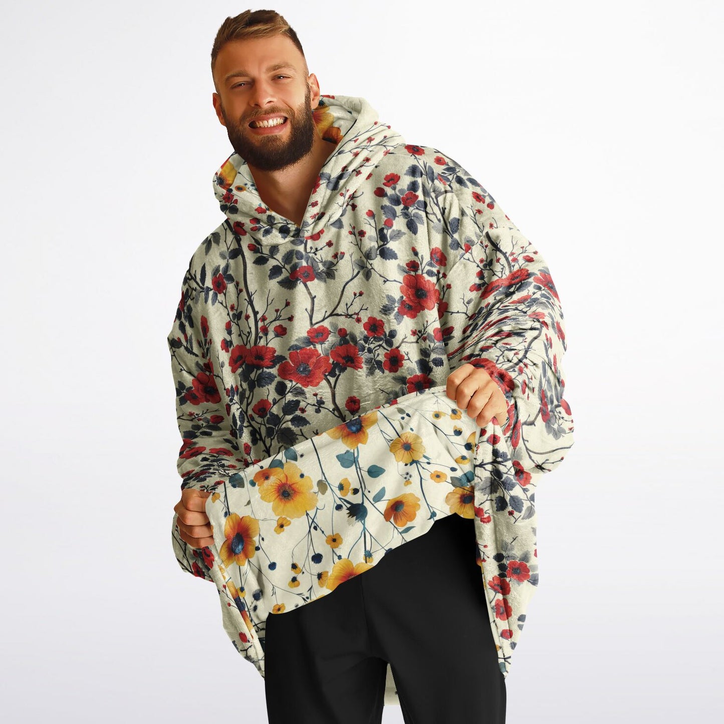 Reversible Snug Hoodie - Floral Meadow and Blooming Garden Designs - AOP