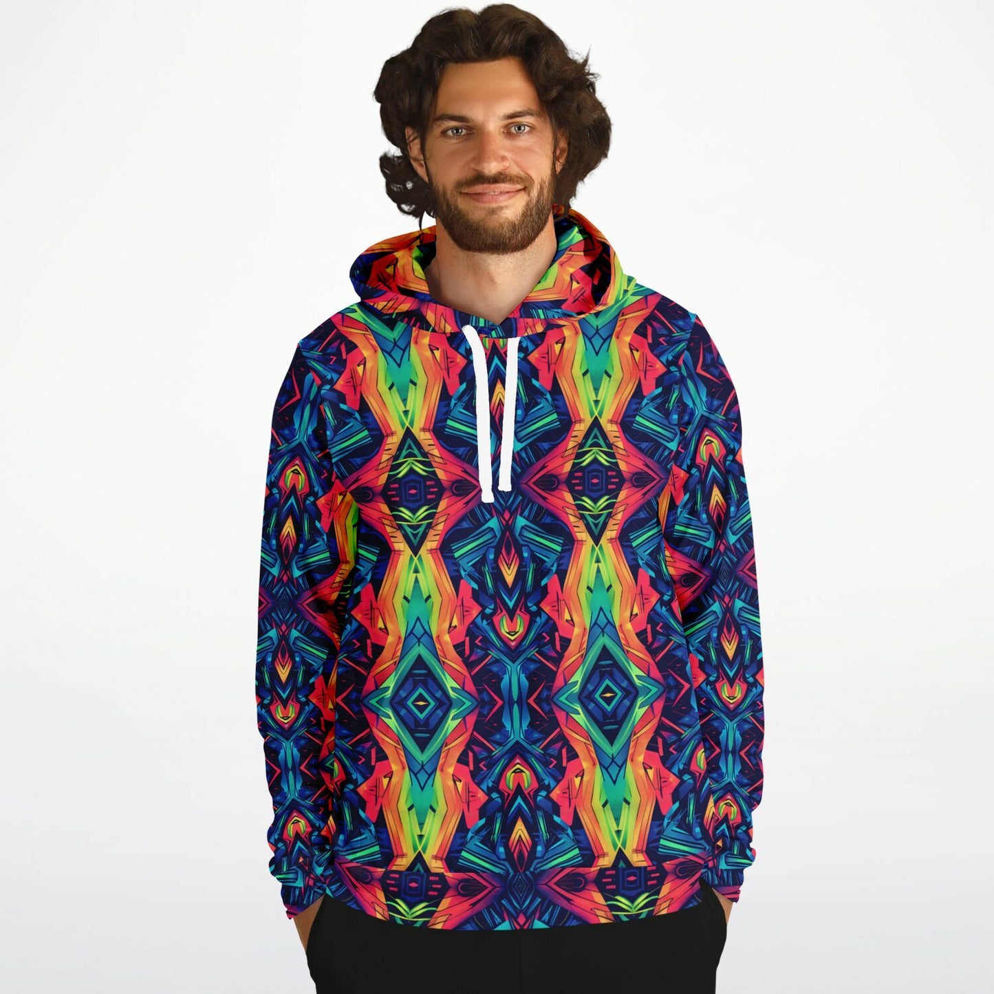 Neon Kaleidoscope Pullover Fashion Hoodie - AOP