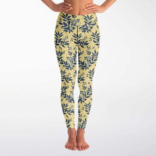 Safari Chic High-Waisted Yoga Leggings for Stylish and Adventurous Practice - AOP