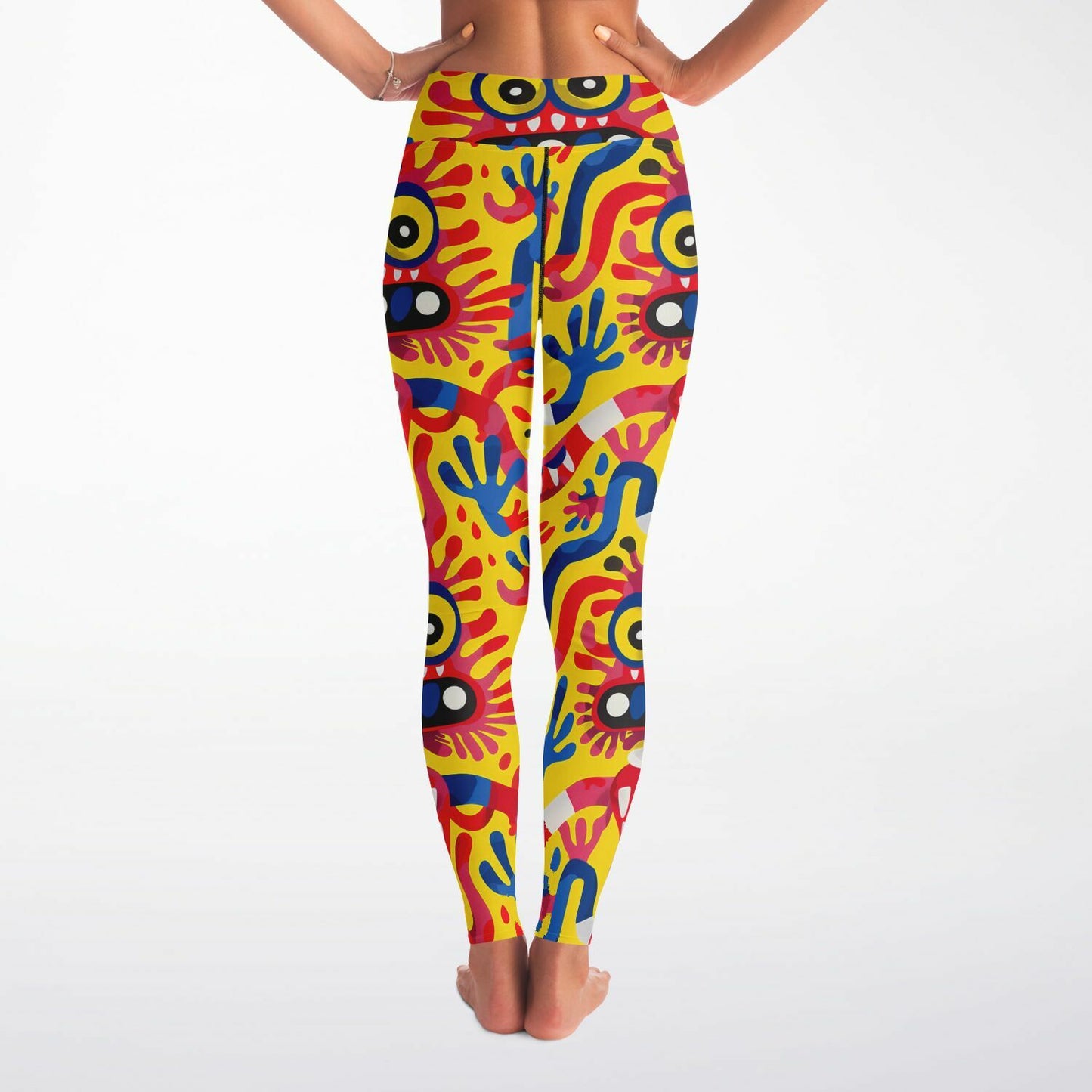 Abstract Monster Faces Yoga Leggings - AOP