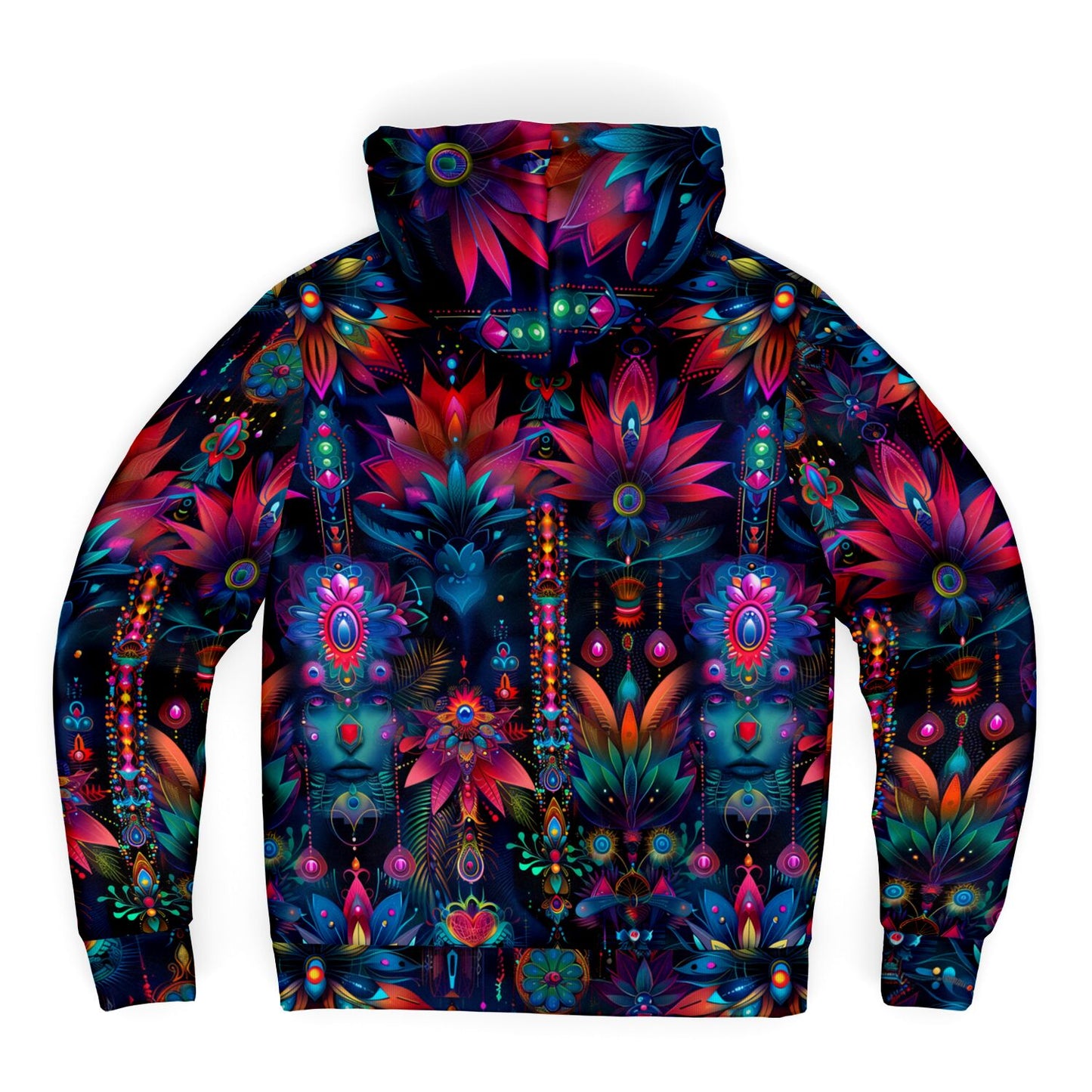 Neon Blossom Microfleece Zip hoodie - AOP