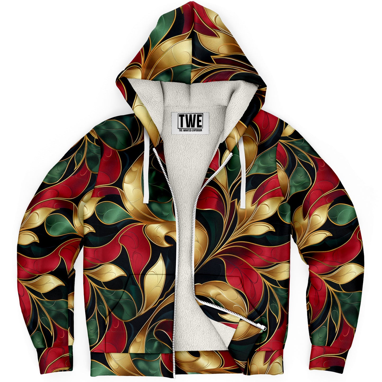 Elegant Flourish Microfleece Zip hoodie - AOP