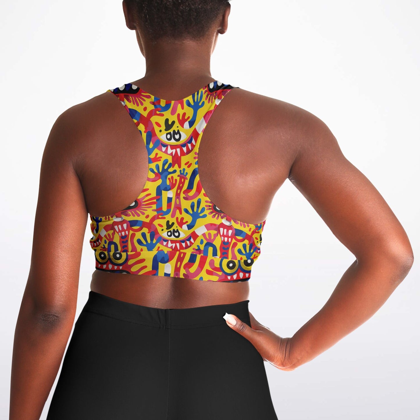 Quirky Monster Padded Sports Bra