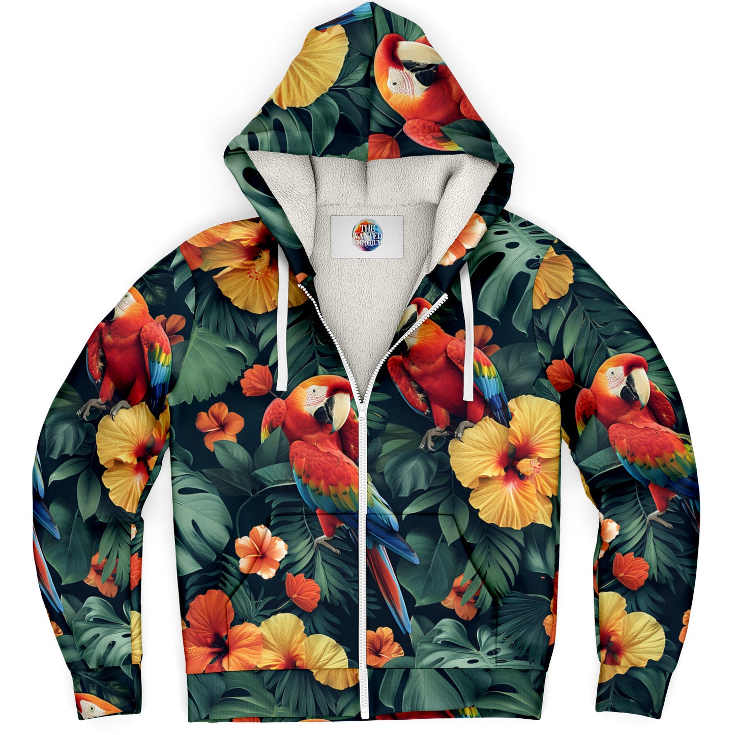 Tropical Parrot Microfleece Zip hoodie - AOP