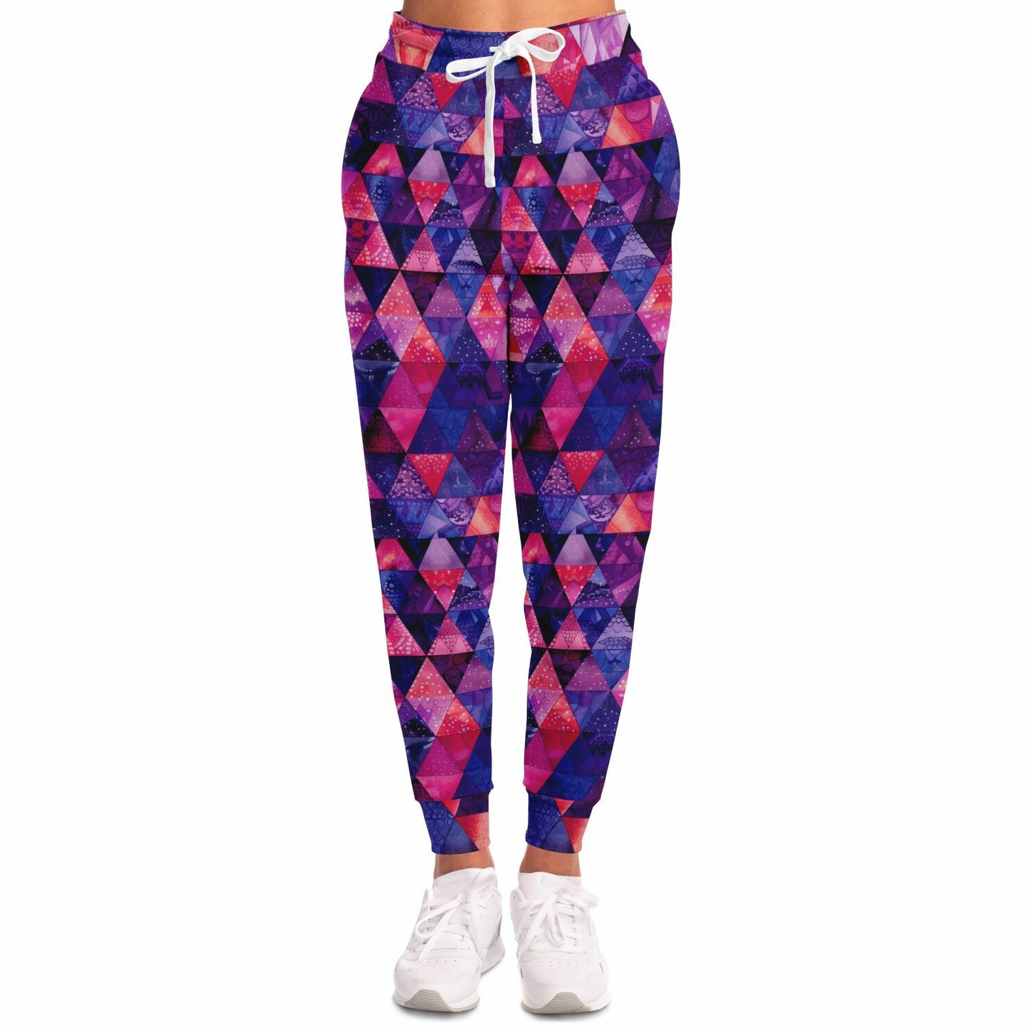 Geometric Prism High-Waisted Joggers for Stylish and Modern Loungewear - AOP