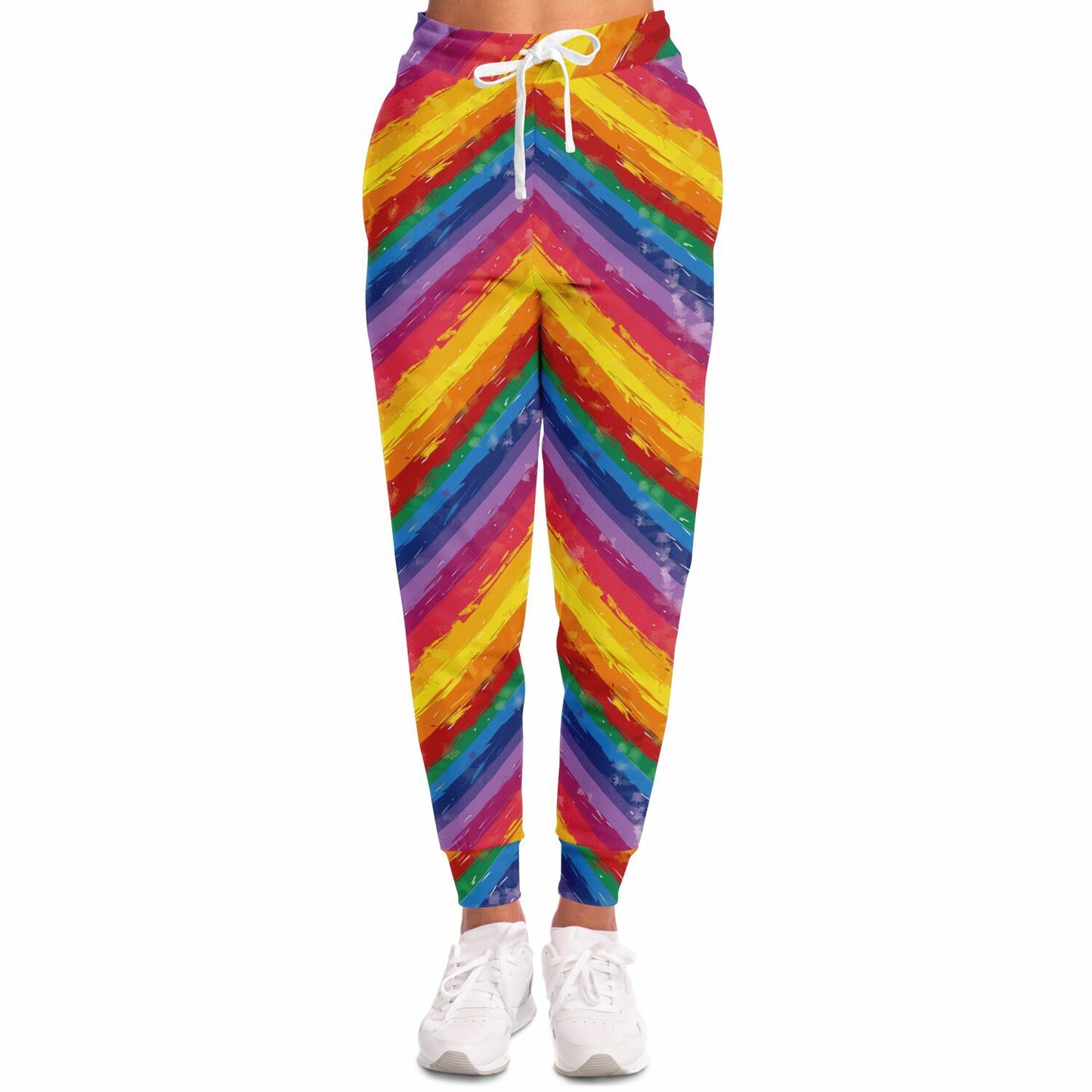 Rainbow Stripes High-Waisted Joggers for Vibrant and Fun Loungewear - AOP