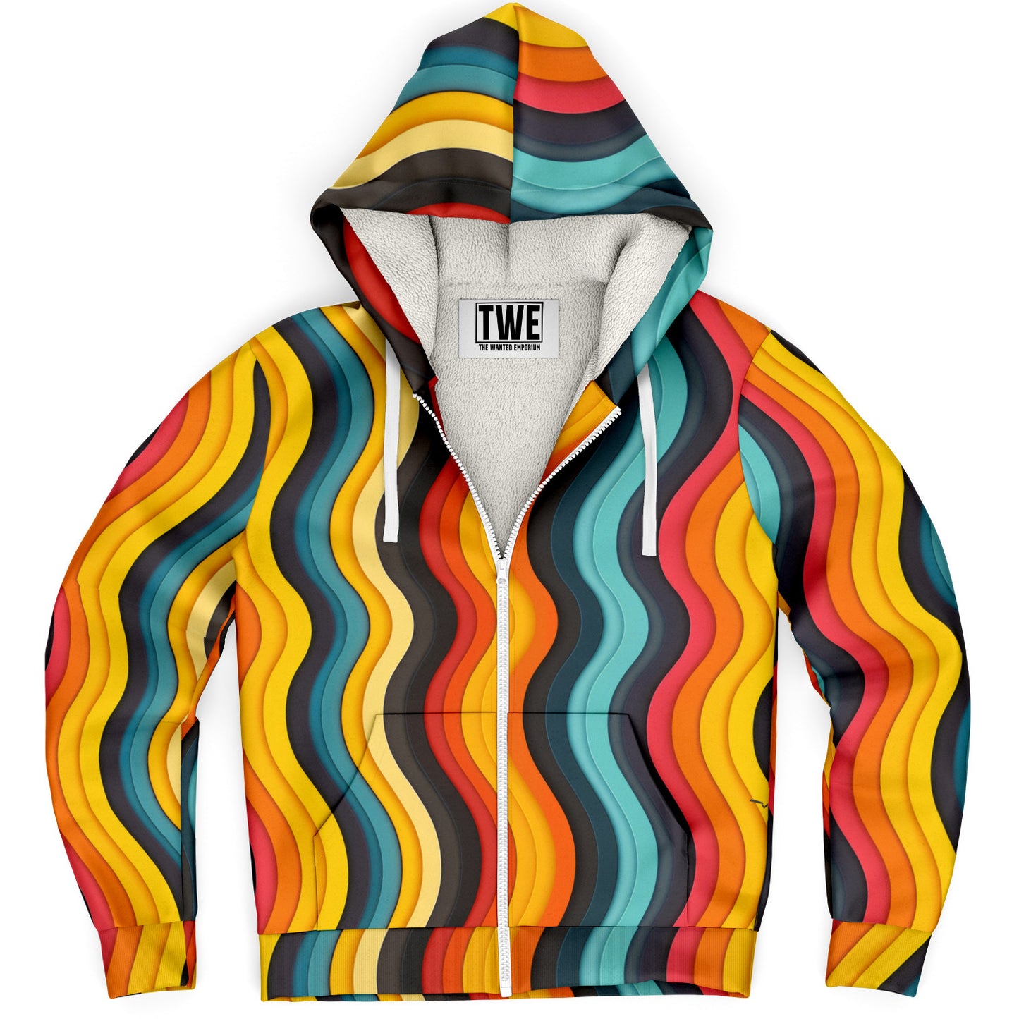 Retro Waves Microfleece Zip hoodie - AOP