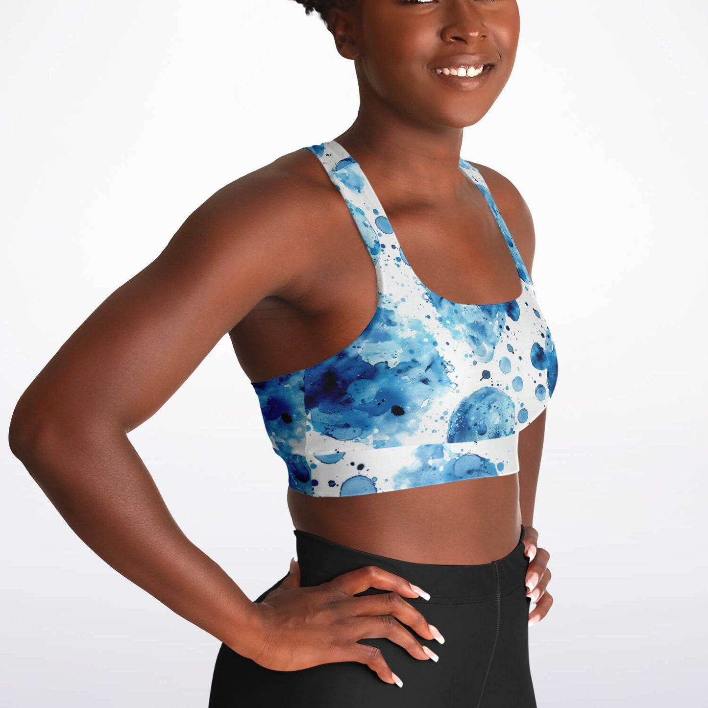 Blue Splash Padded Sports Bra