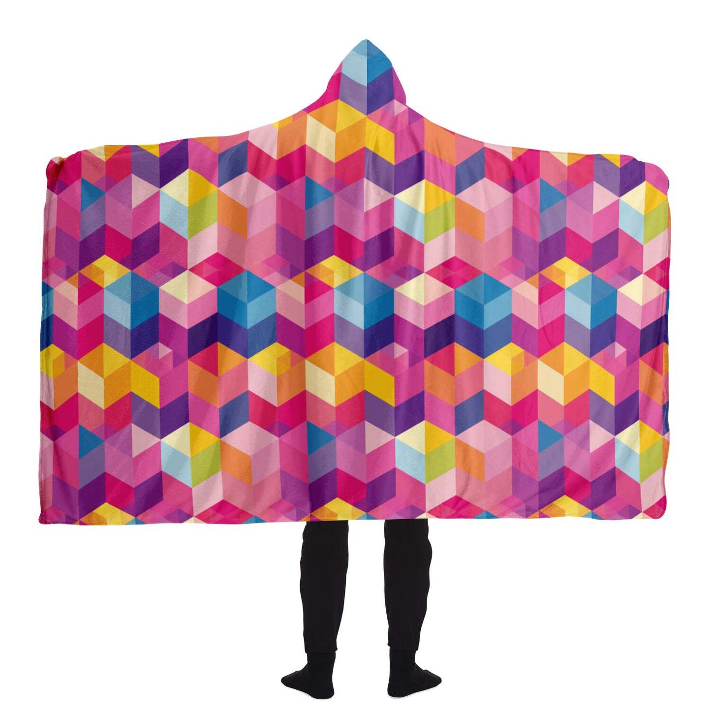 Vibrant Geometric Hooded Blanket