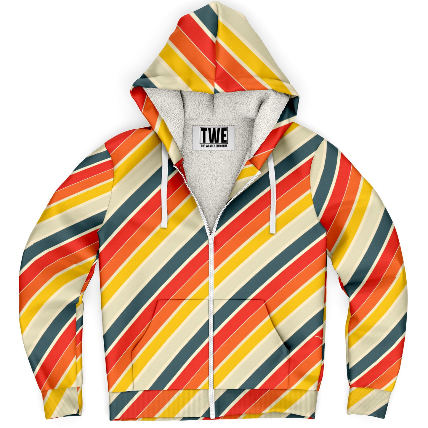 Retro Stripes Microfleece Zip hoodie - AOP