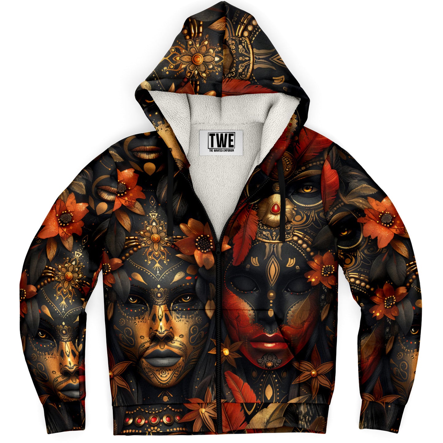 Mystical Masquerade Microfleece Zip Hoodie - AOP