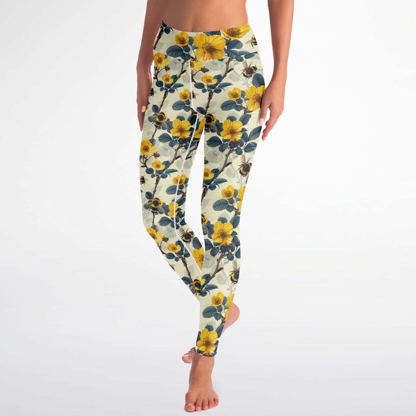 Sunflower and Bee Yoga Leggings - AOP