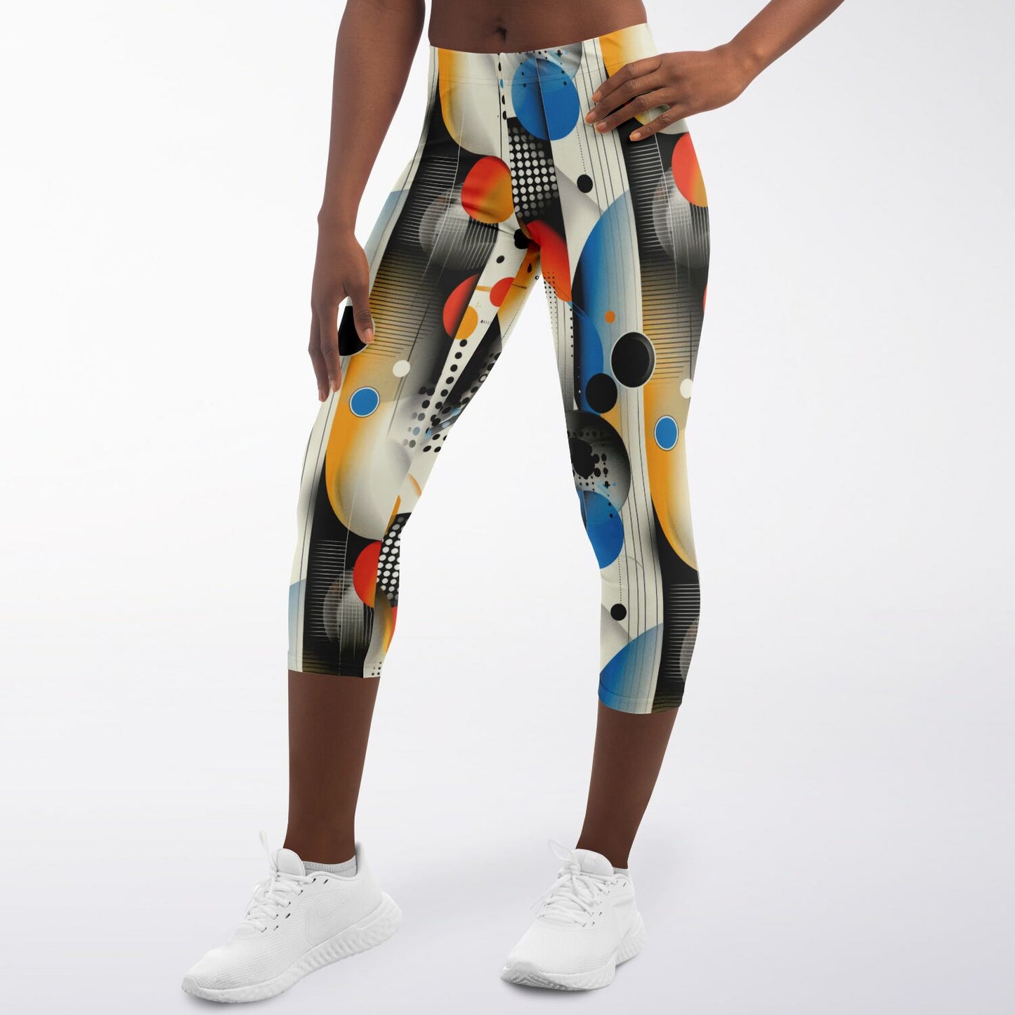 Abstract Modern Art High-Waisted Capri Leggings for Artistic Activewear - AOP