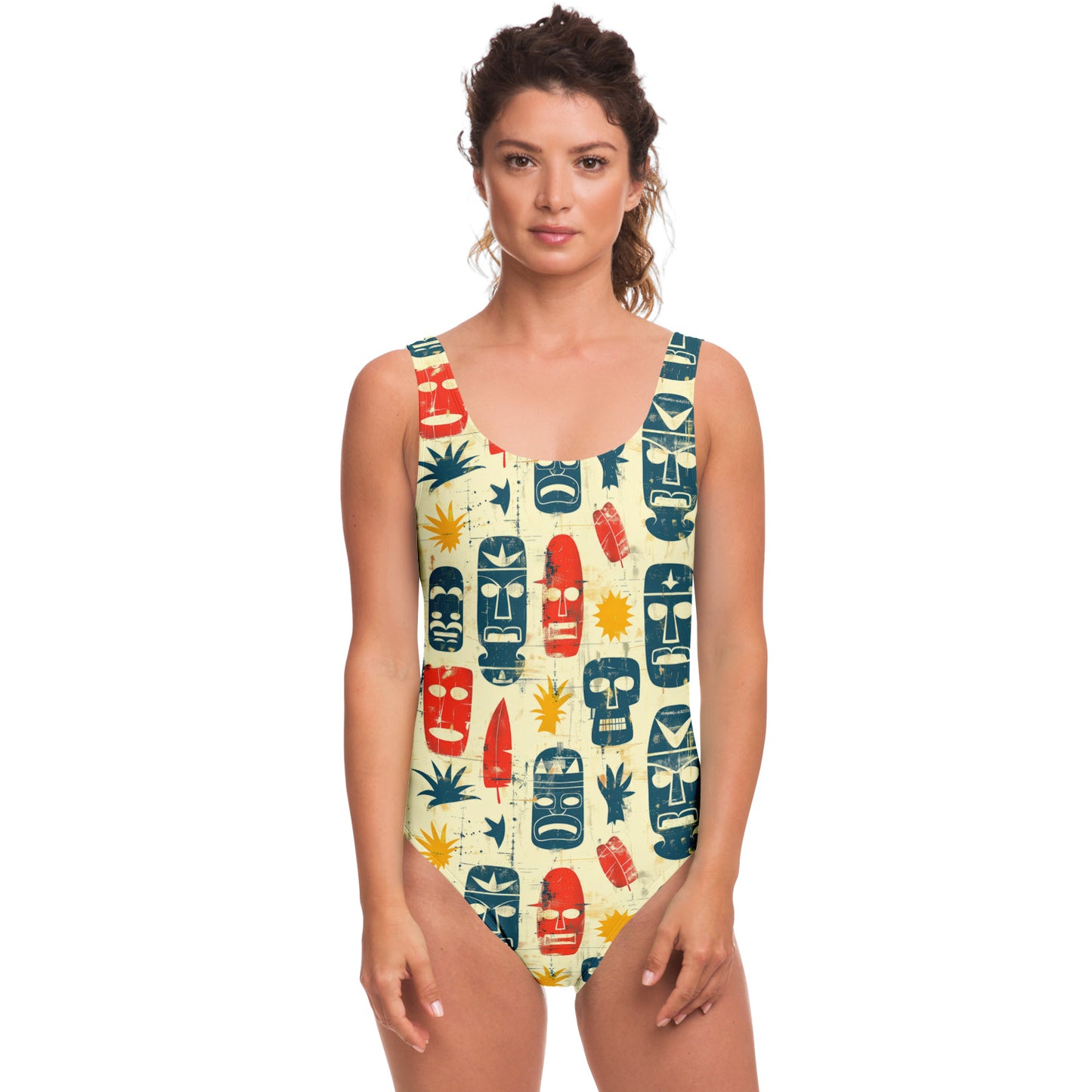 Tiki Totem Pattern Women's One-Piece Swimsuit - AOP