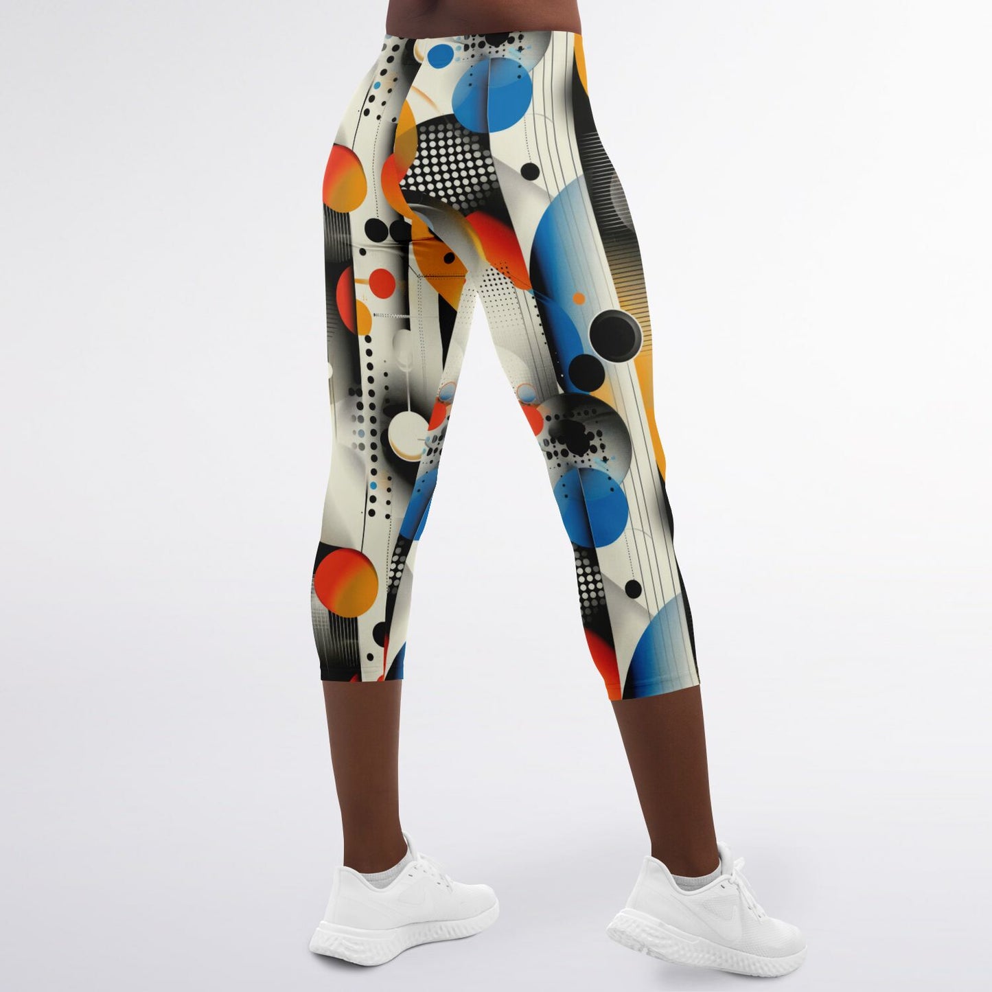 Abstract Modern Art High-Waisted Capri Leggings for Artistic Activewear - AOP