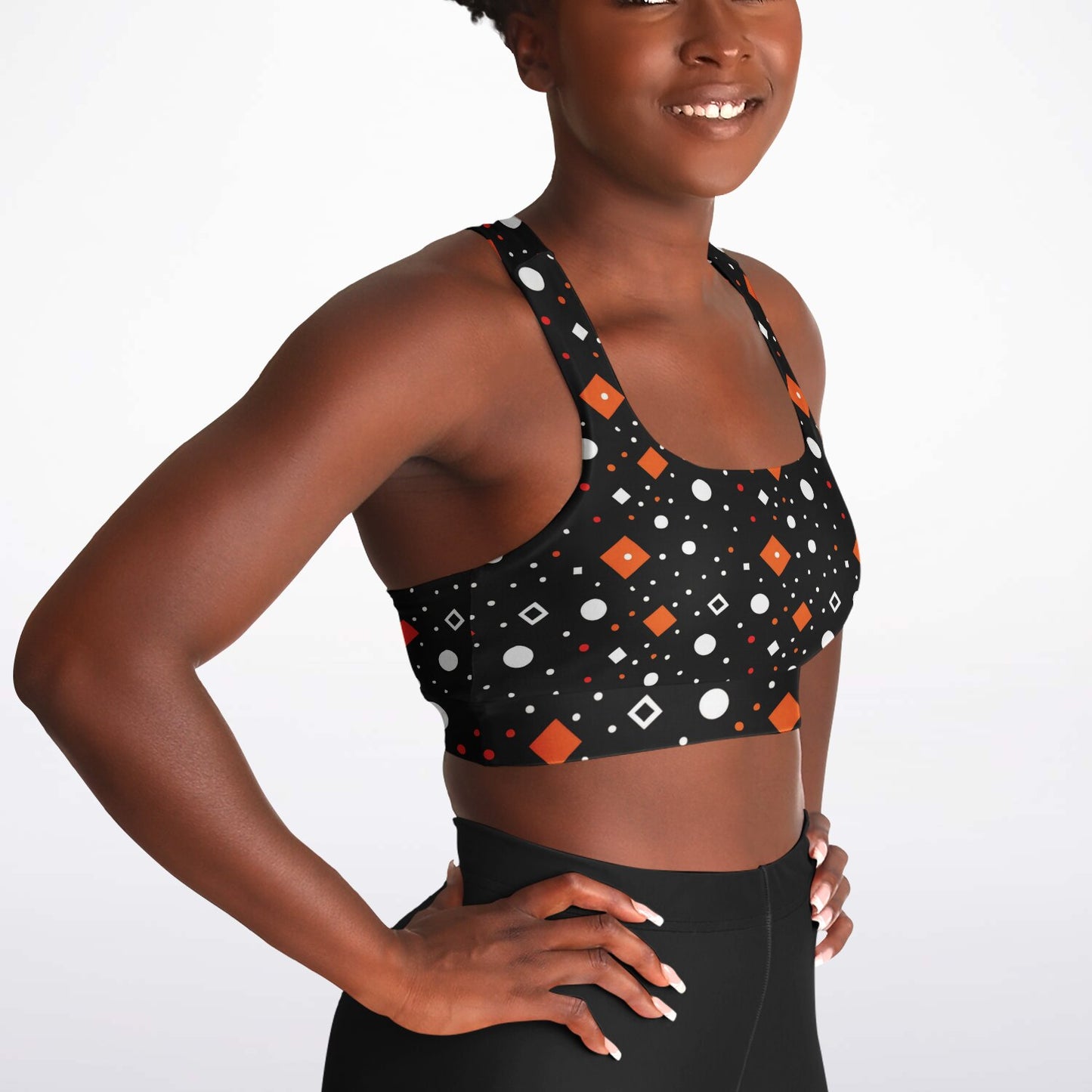 Bold Geometric Pattern Sports Bra