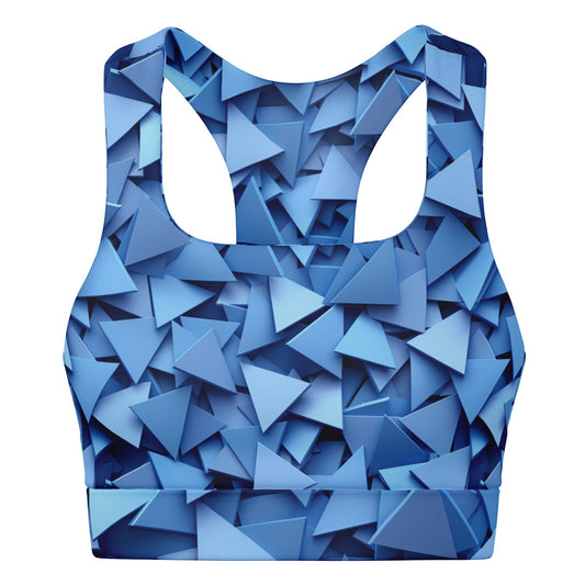 Geometric Blue Padded Sports Bra