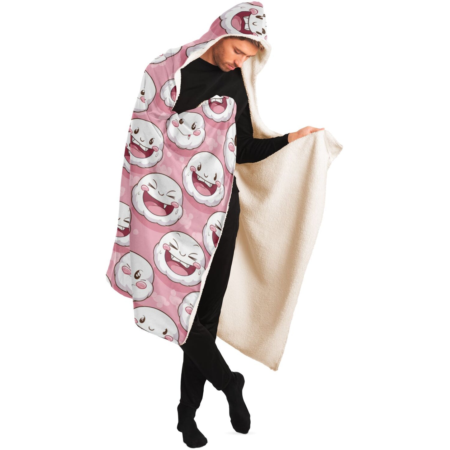 Cute Cartoon Faces Hooded Blanket