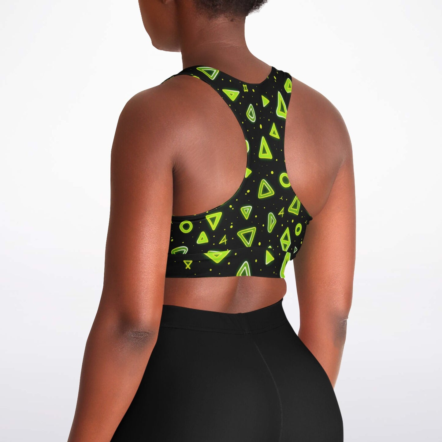 Neon Geometric Padded Sports Bra