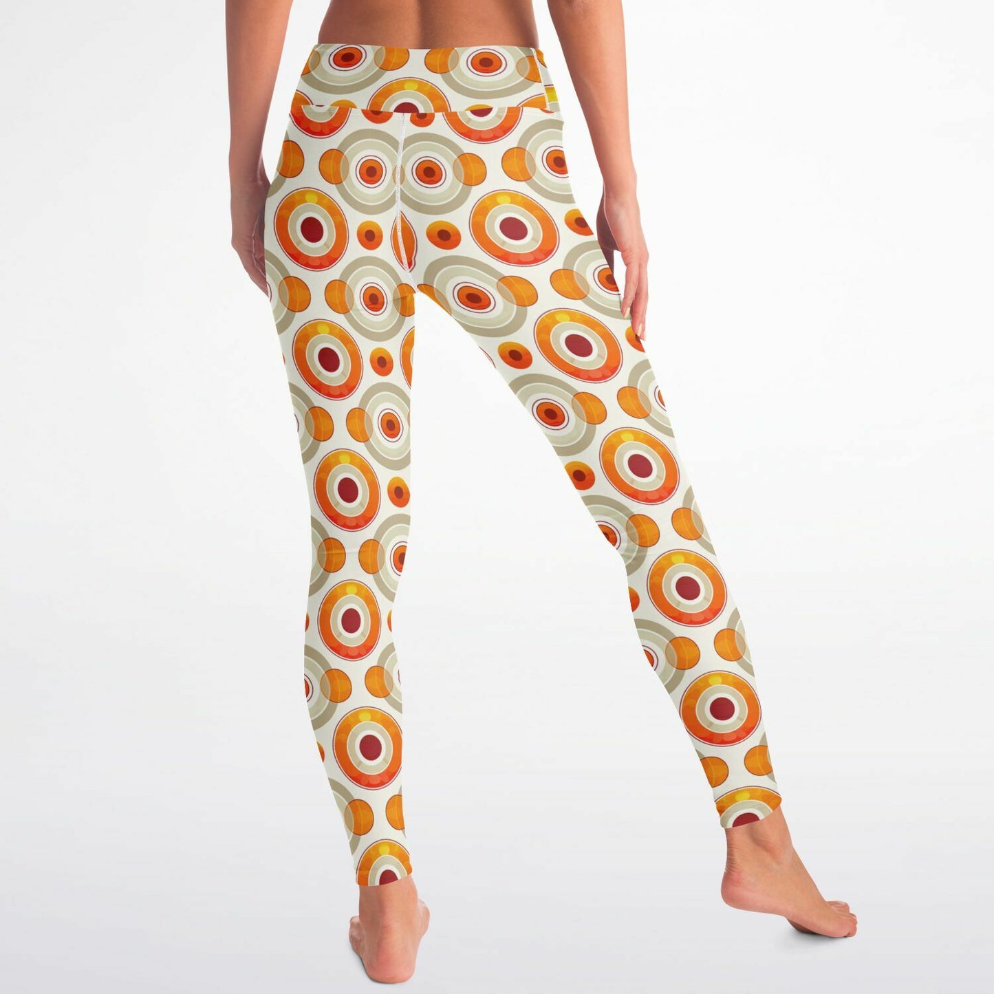 Retro Circles High-Waisted Yoga Leggings for Vibrant and Stylish Practice - AOP