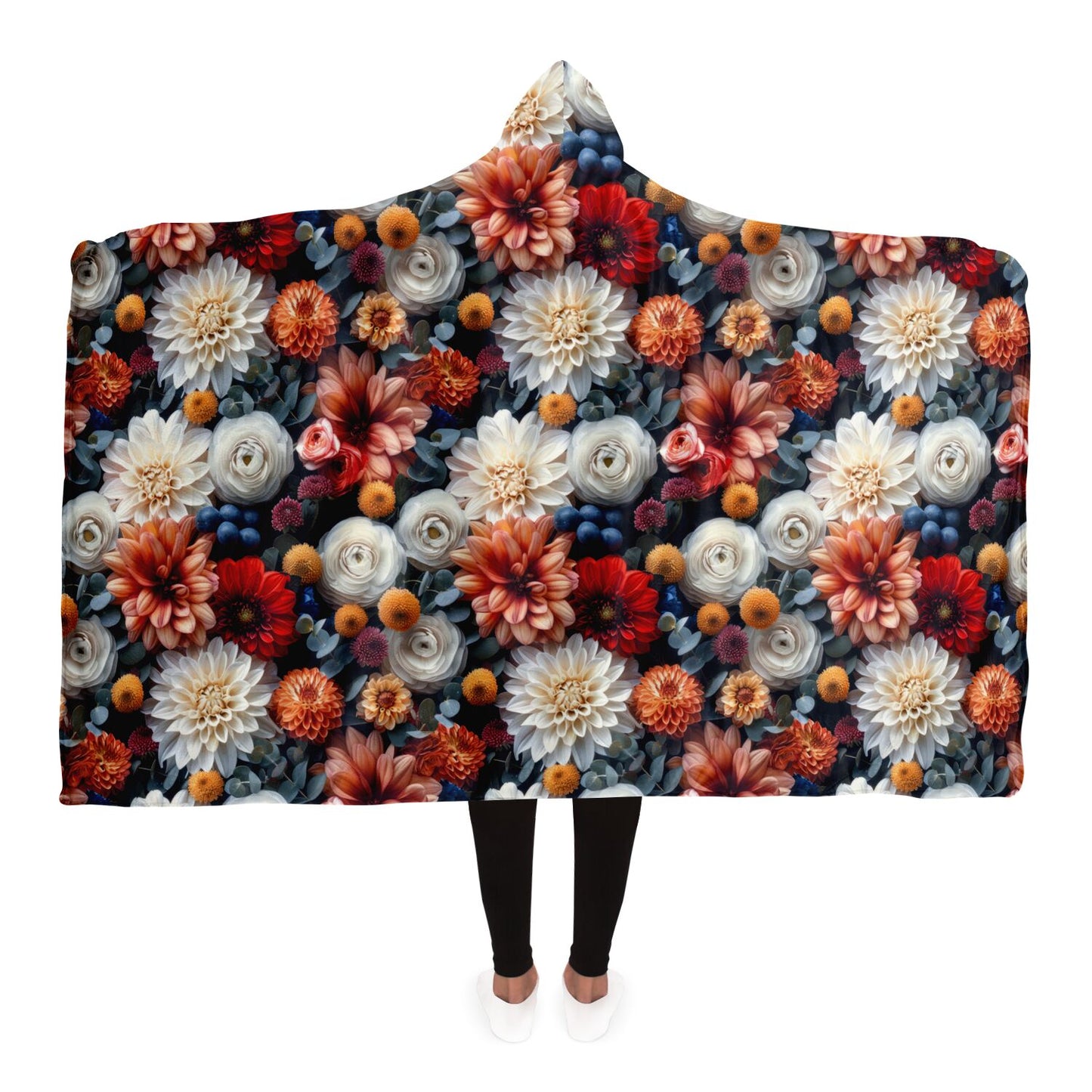 Elegant Floral Hooded Blanket