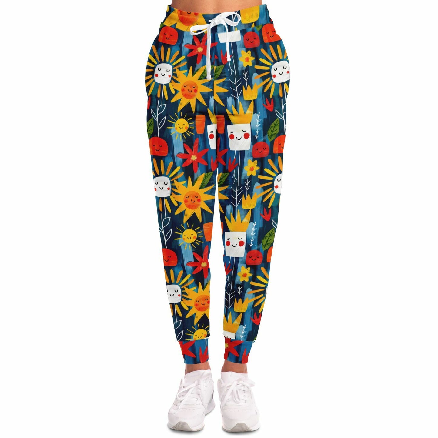 Whimsical Sunshine High-Waisted Joggers for Playful Loungewear - AOP