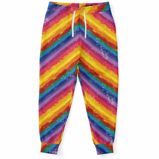 Rainbow Stripes High-Waisted Joggers for Vibrant and Fun Loungewear - AOP