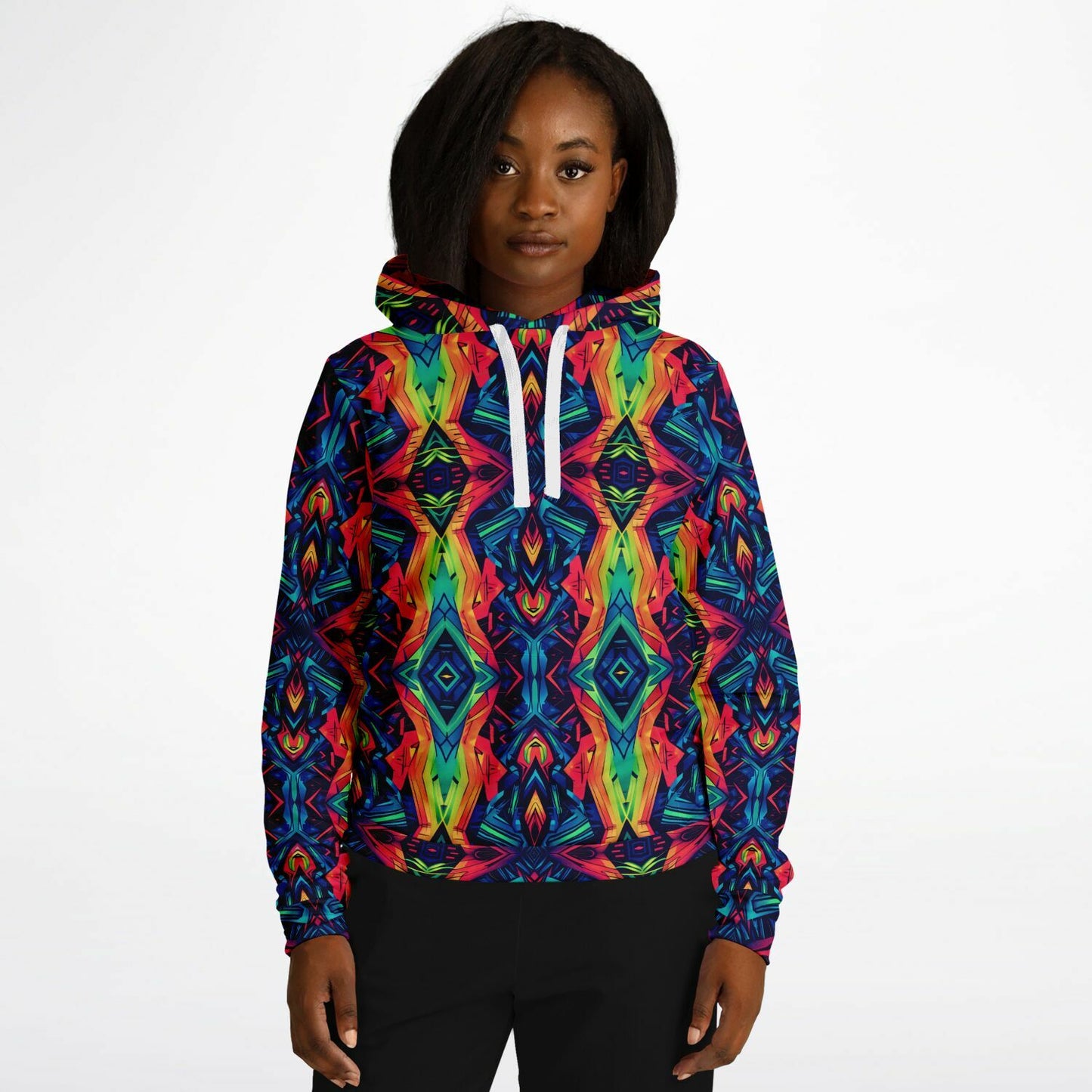 Neon Kaleidoscope Pullover Fashion Hoodie - AOP