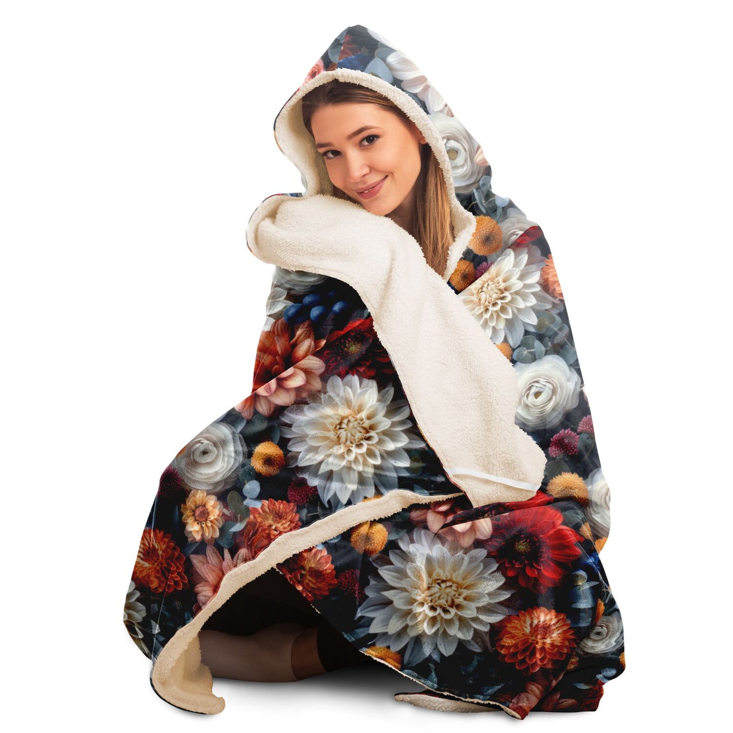 Elegant Floral Hooded Blanket