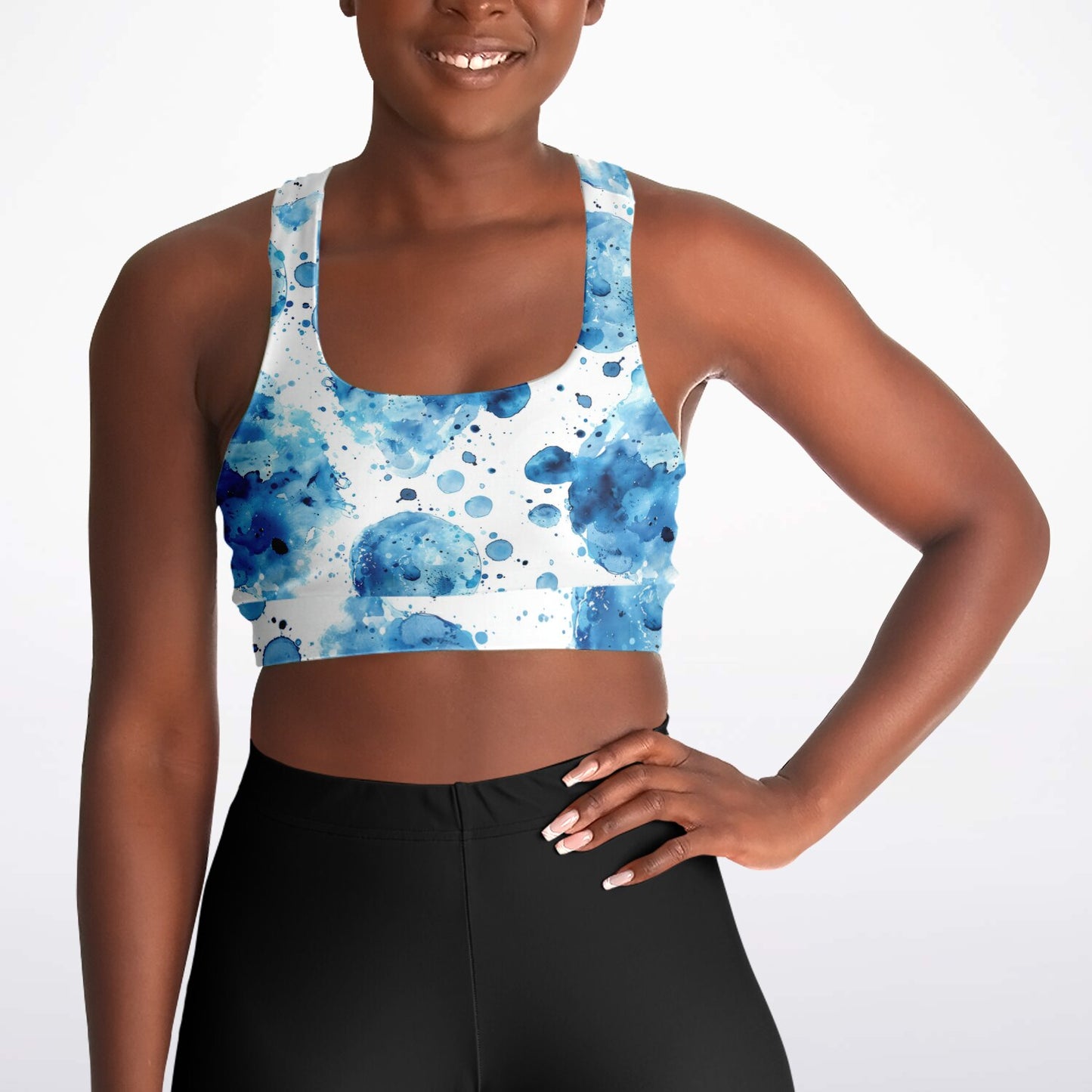 Blue Splash Padded Sports Bra