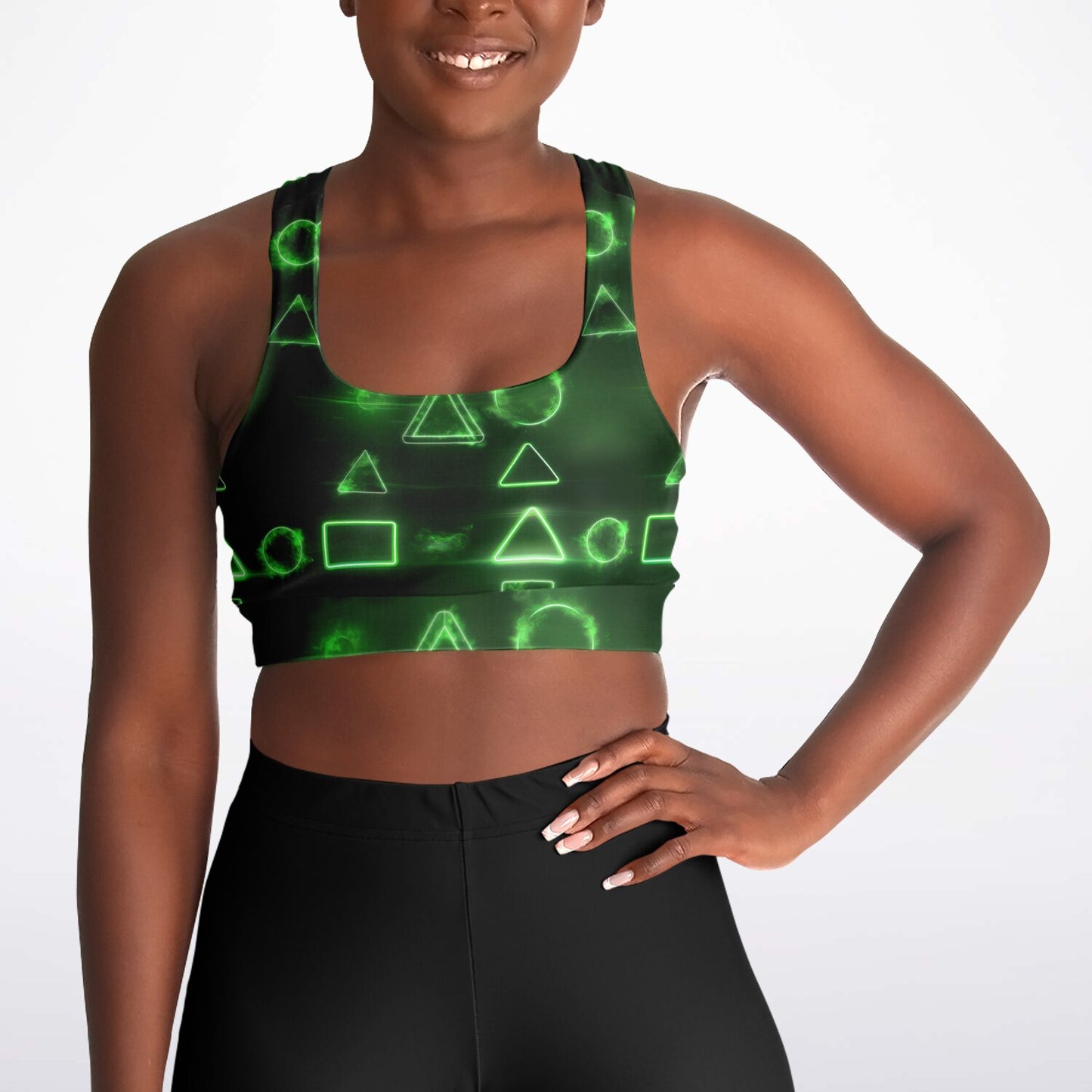 Neon Geometric Glow Sports Bra