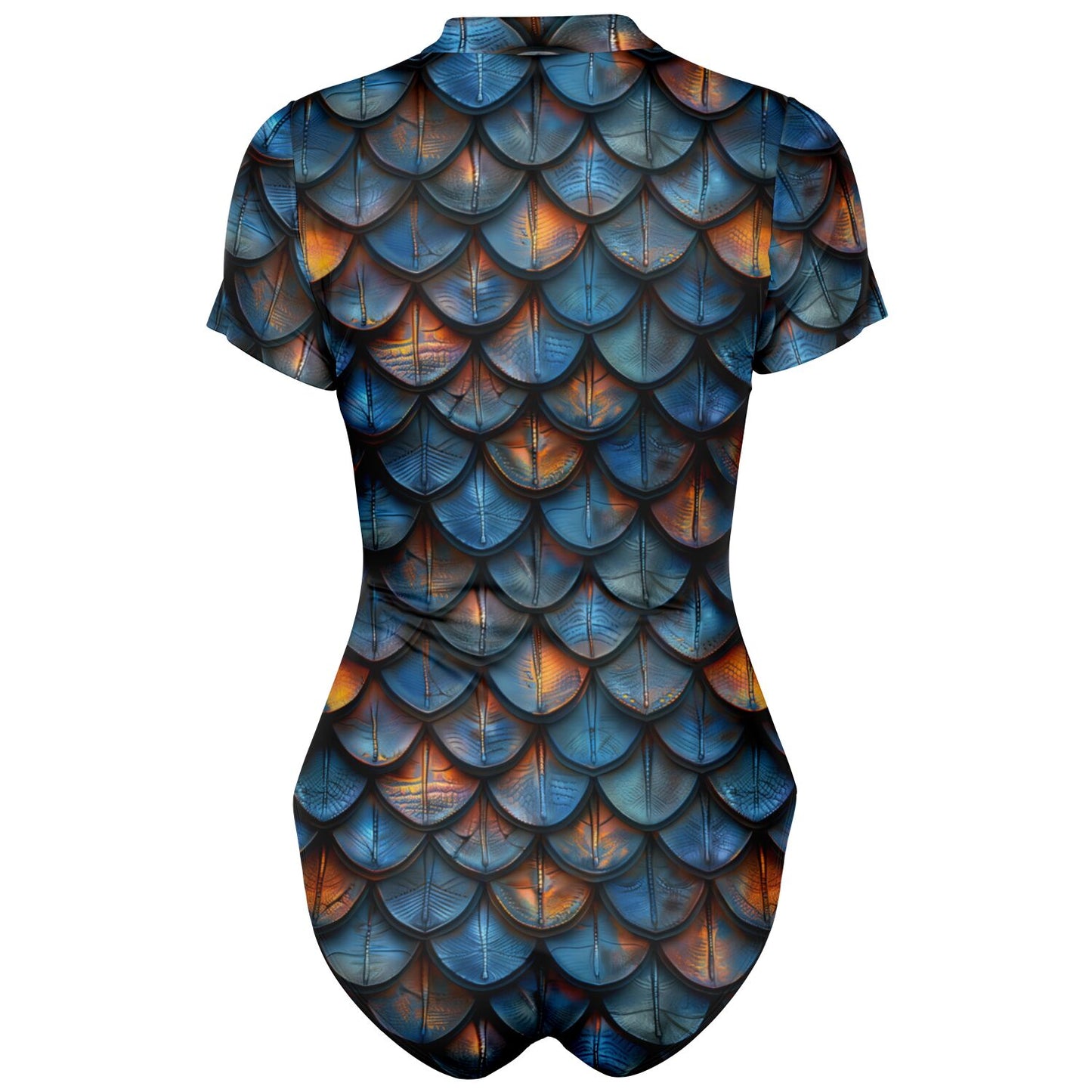 Fantasy Dragon Scale Pattern Women's Short-Sleeve Swimsuit - AOP