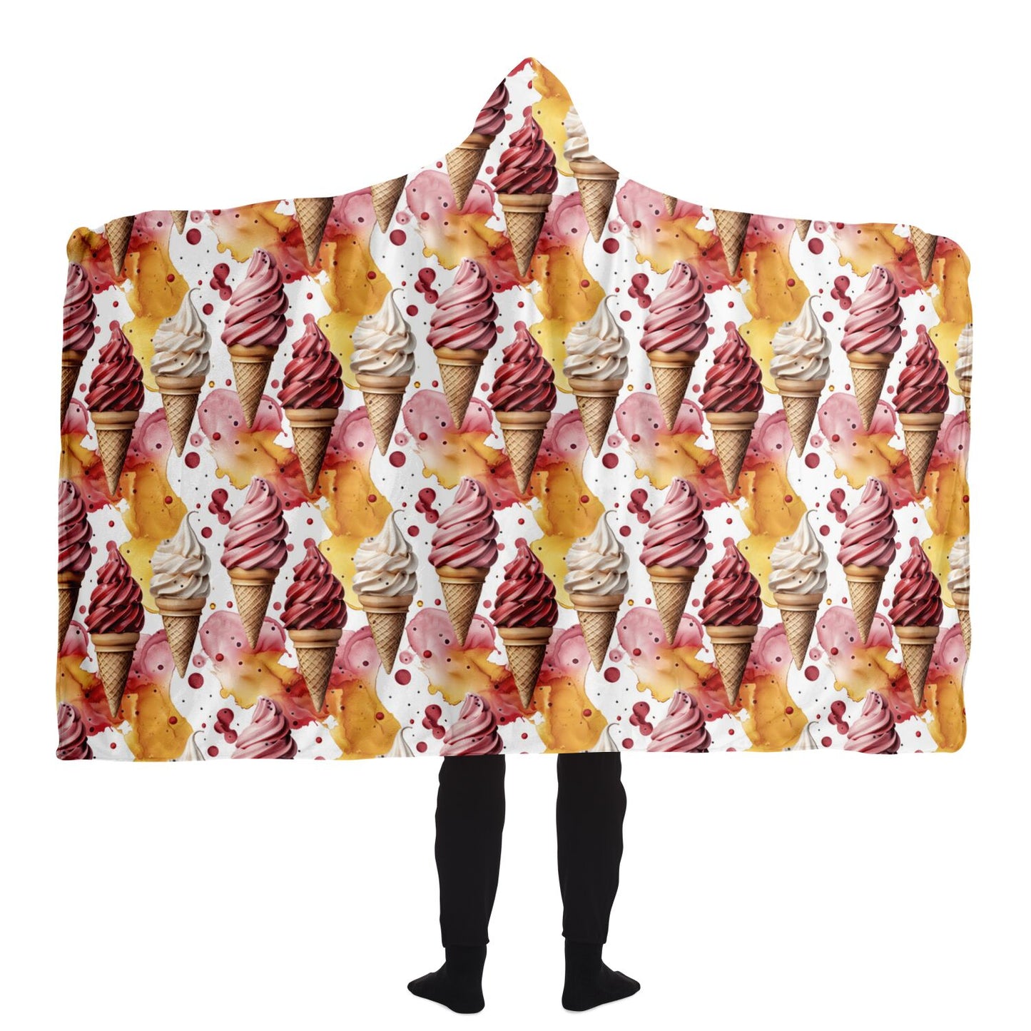 Cosy Ice Cream Delight Hooded Blanket