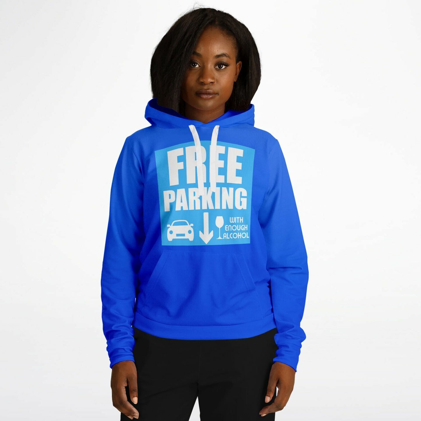 Humorous 'Free Parking Pullover Fashion Hoodie -  Perfect for Party Lovers - AOP