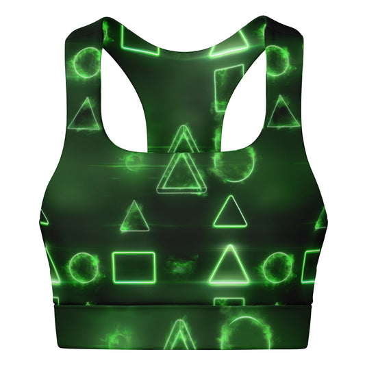 Neon Geometric Glow Sports Bra